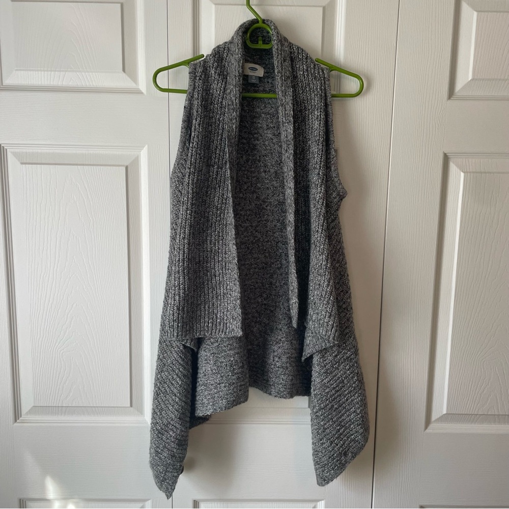 Shawl sweater vest, heather grey